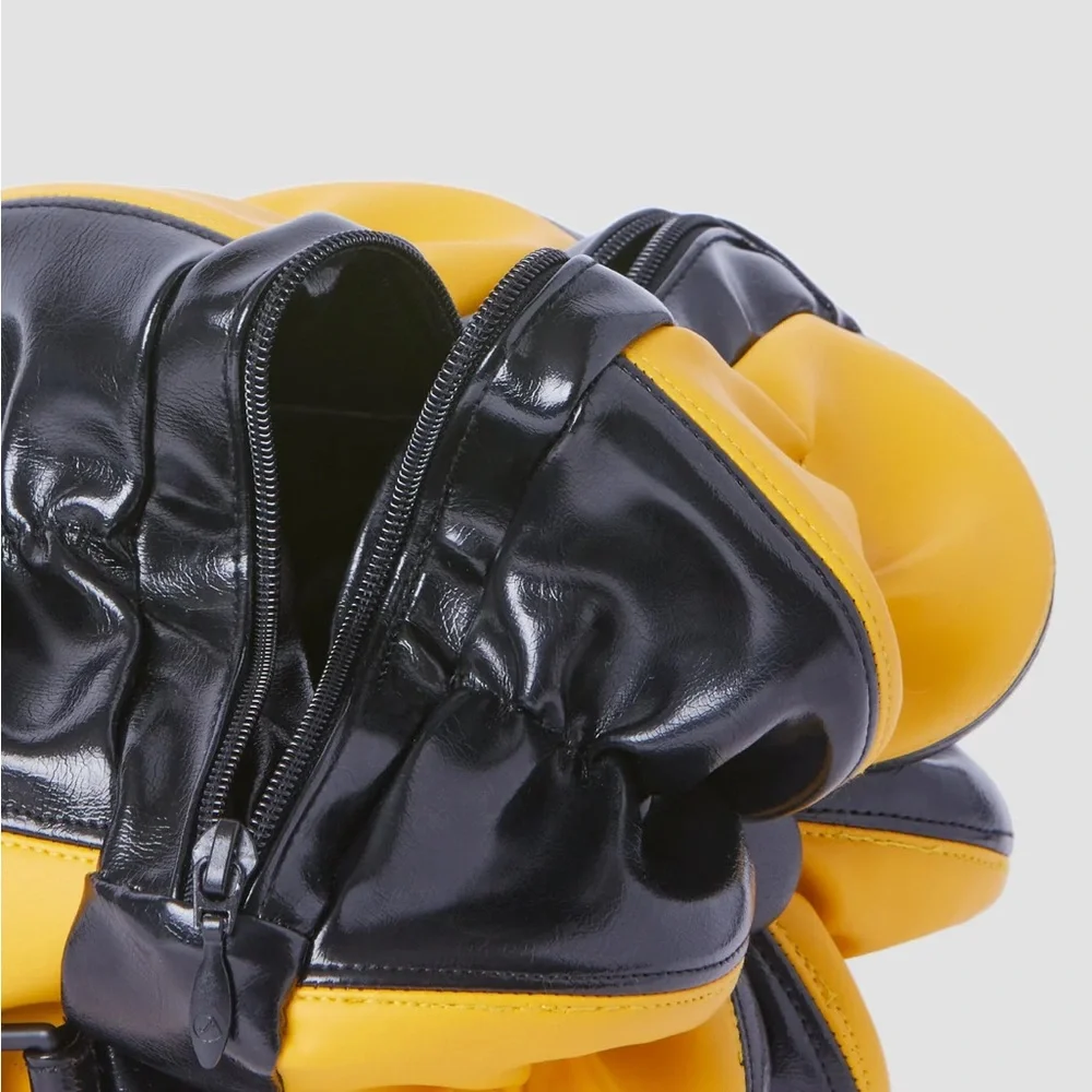 Tokyo James Small Ata Rodo Bag Yellow Black Ruched Crossbody Handbag NWT⁠